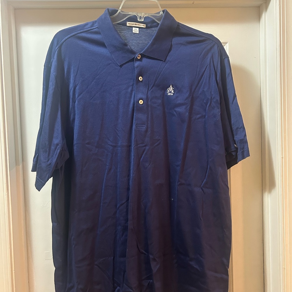 Men's Peter Millar Navy Blue Mesh Polo Shirt